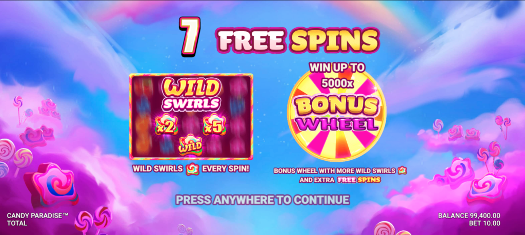Candy Paradise slot machine free spins triggered